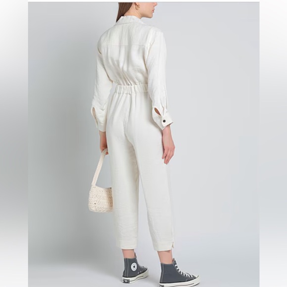 Sandro long-sleeved ivory pant Jumpsuit with gold snap buttons.Women’s M - Picture 3 of 13